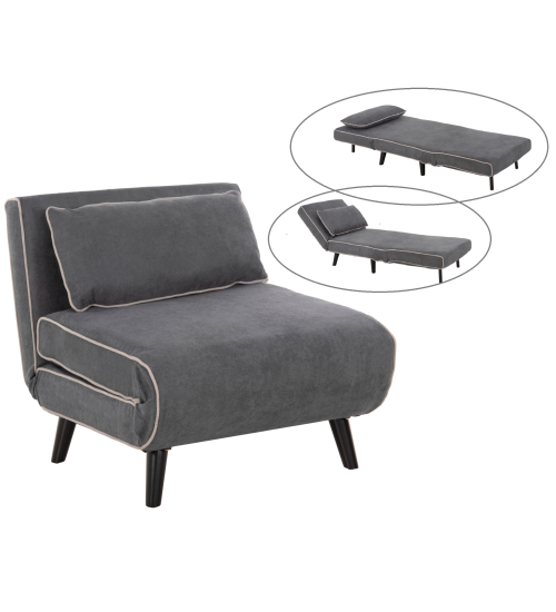 Πολυθρόνα / κρεβάτι Αναδιπλώμενη - Ύφασμα Σκούρο Γκρι